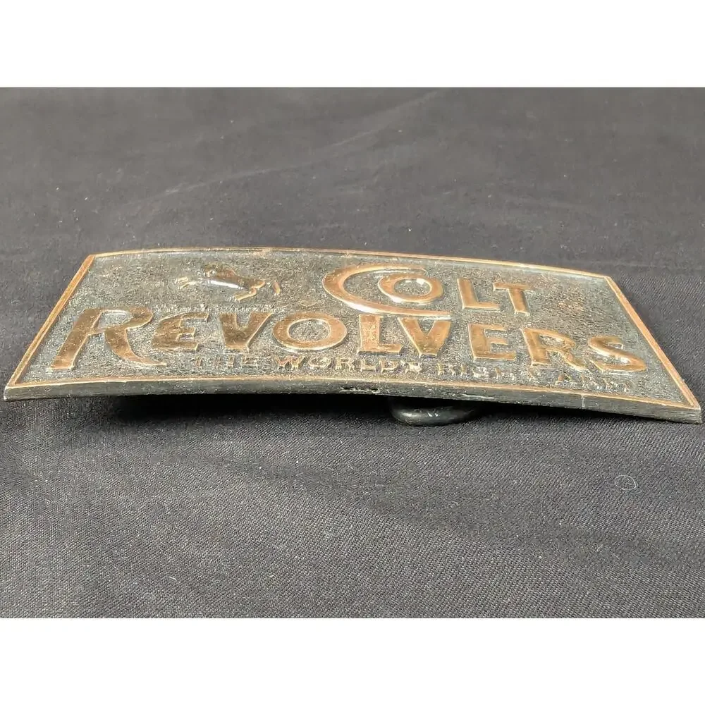 Vintage Colt Revolvers Promotional Belt Buckle The World's Right Arm Solid Brass